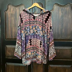 Johnny Was Karma Burnout Aztec Pullover Hoodie